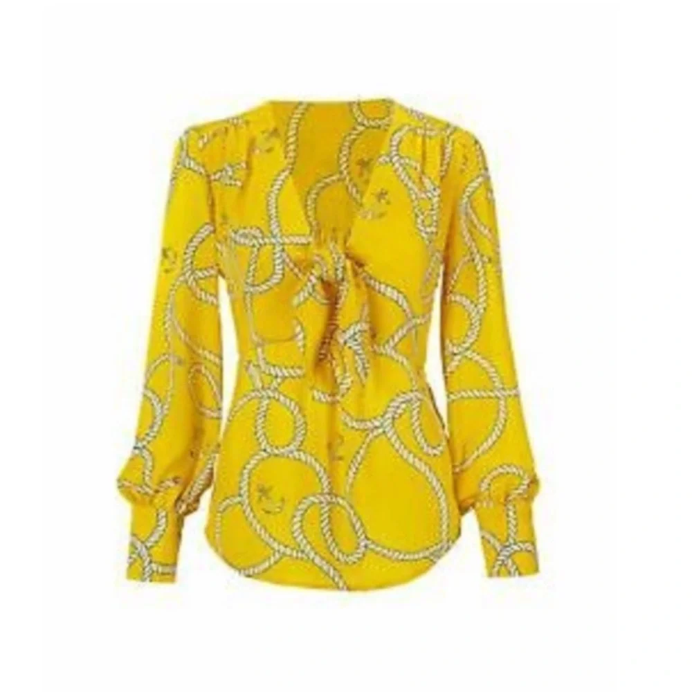 Cabi Yellow Nautical Reef Knot Blouse Top Small . #5707 - Picture 1 of 9